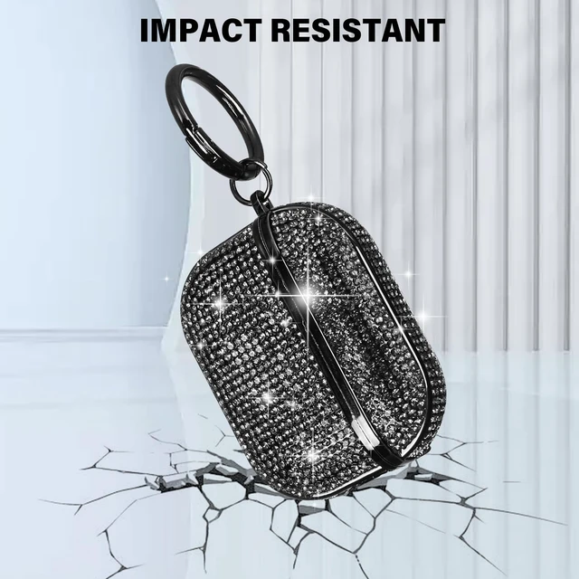 Alt view image 5 of 6 - for AirPods 4 Case Glitter Bling Rhinestone Diamond Bedazzled Shiny Sparkle Cute for AirPods 4 Cover for Girls Women Wireless Charging Luxury Chrome Skin for Apple AirPods 4 Black