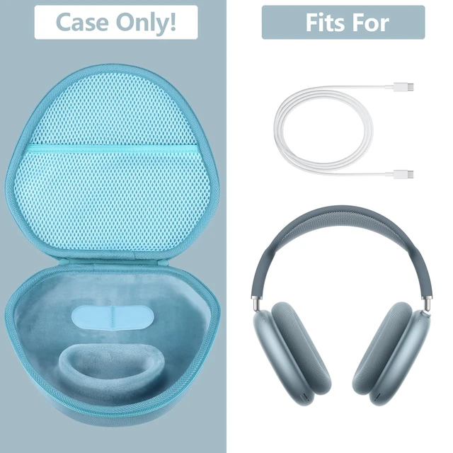 Alt view image 3 of 7 - Hard Case Replacement for Apple Airpods Max Over-Ear Headphones Hard Shell Shockproof, Portable Headphone Storage, Mesh Bag Organizer, Lightweight Travel