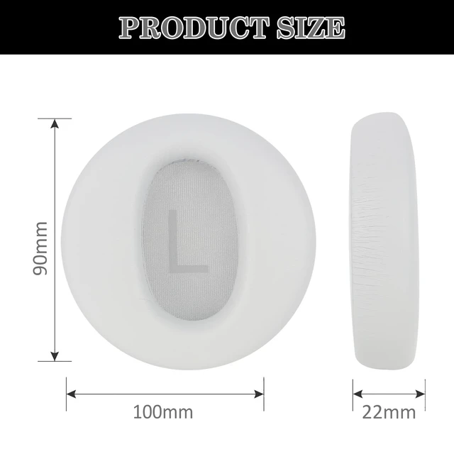 Alt view image 4 of 6 - Noise Earpad Covers for Wyze Headphones Replacement Ear Pads and Headphone Protective Pads, Ear Pad Cushions Made of Soft Protein Leather, Sound Isolating, Memory Foam (White)