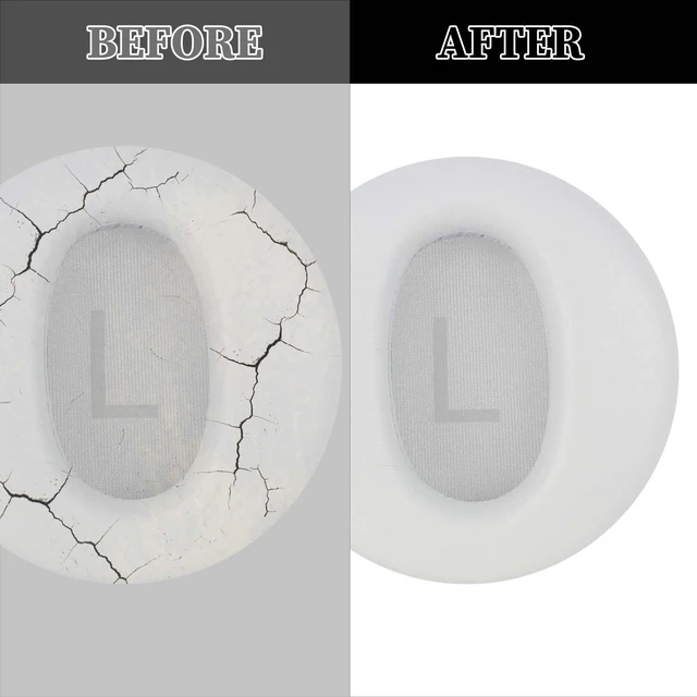 Alt view image 5 of 6 - Noise Earpad Covers for Wyze Headphones Replacement Ear Pads and Headphone Protective Pads, Ear Pad Cushions Made of Soft Protein Leather, Sound Isolating, Memory Foam (White)