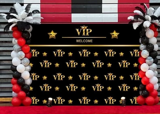 Alt view image 2 of 6 - VIP Red Carpet Backdrop 10x8ft Gala Party Event Photo Booth Luxury Decor VIP red carpet backdrop, perfect for birthday, gala, photo booth, party events. Durable vinyl HD print, easy hang