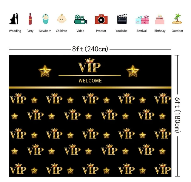 Alt view image 5 of 6 - VIP Backdrop 8x6ft Gold Red Carpet Party Photo Booth Welcome Banner Decor 8x6ft VIP red carpet backdrop, perfect for birthday, gala, photo booth, party events. Durable vinyl HD print, easy hang