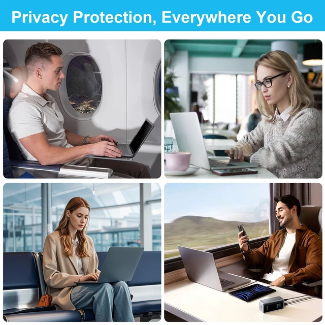 Alt view image 3 of 7 - Laptop Privacy Screen Protector 14 Inch 16:9 Aspect Ratio. 1 Install Ways; Anti Bule Light/Glare; Compatible With HP Dell Lenovo Samsung Thinkpad