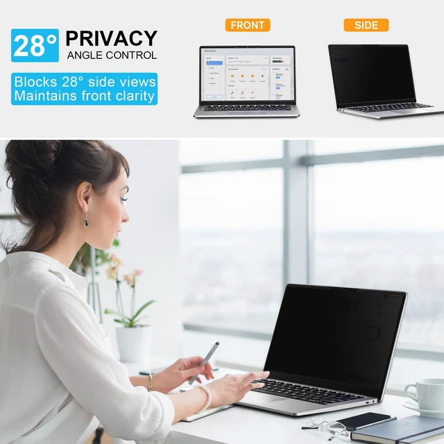Alt view image 4 of 7 - Laptop Privacy Screen Protector 14 Inch 16:9 Aspect Ratio. 1 Install Ways; Anti Bule Light/Glare; Compatible With HP Dell Lenovo Samsung Thinkpad