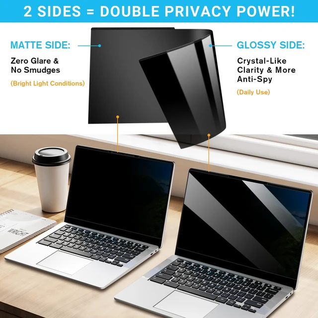 Alt view image 5 of 7 - Laptop Privacy Screen Protector 14 Inch 16:9 Aspect Ratio. 1 Install Ways; Anti Bule Light/Glare; Compatible With HP Dell Lenovo Samsung Thinkpad
