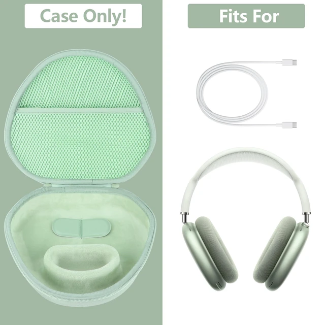 Alt view image 3 of 7 - Hard Case Replacement for Apple Airpods Max Over-Ear Headphones Hard Shell Shockproof, Portable Headphone Storage, Mesh Bag Organizer, Lightweight Travel