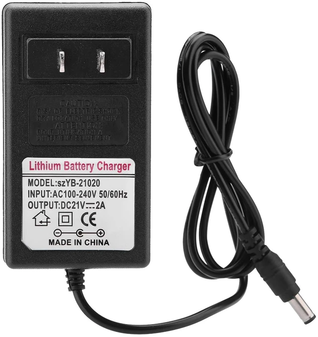 Main image of 21V 2A Lithium Battery Charger, 21 Volt Power Adapter for Headlight, Toy Car, Balance Car - AC 100-240V Adapter with LED Indicator (US Plug 50Hz/ 60Hz)