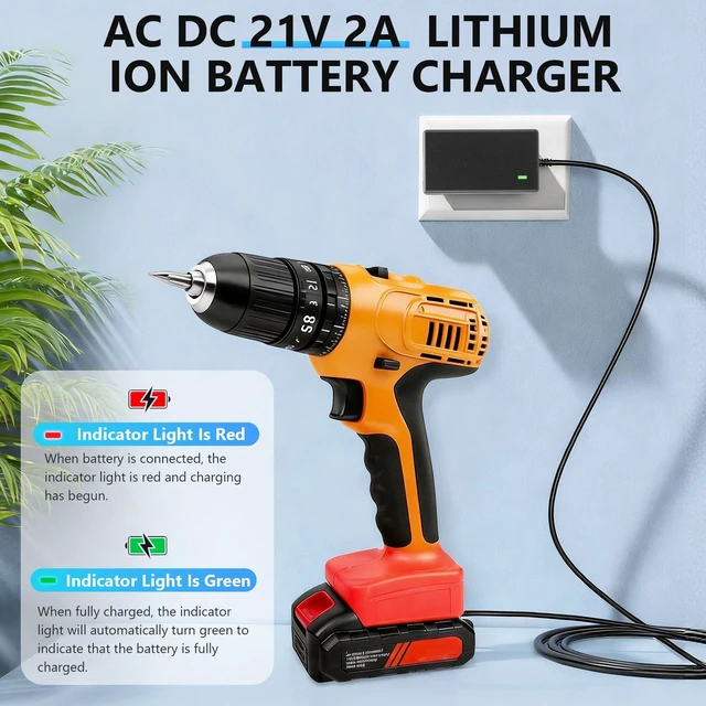 Alt view image 5 of 7 - 21V 2A Lithium Battery Charger, 21 Volt Power Adapter for Headlight, Toy Car, Balance Car - AC 100-240V Adapter with LED Indicator (US Plug 50Hz/ 60Hz)