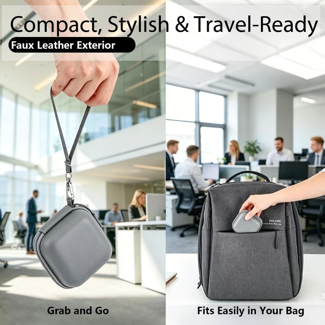 Alt view image 6 of 7 - Carrying Case for Plaud NotePin/NotePin S Palm-Size (Case Only) Faux Leather EVA Hard Shell Organizer, Splash-Resistant & Scratch-Resistant, All-in-One Storage for Your NotePin Kit