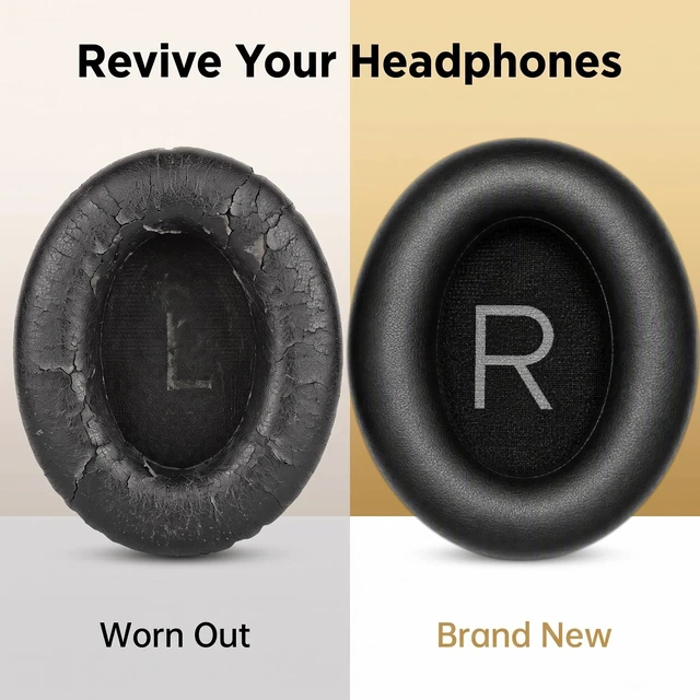 Alt view image 4 of 7 - Replacement Earpads for Bose QC45/QC SE/QC SC, Black with Softer Protein Leather, Noise Isolation Foam, Pry Tool, Manual, Storage Box, for Quiet Comfort 45