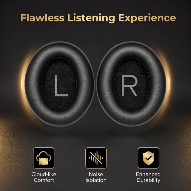 Alt view image 7 of 7 - Replacement Earpads for Bose QC45/QC SE/QC SC, Black with Softer Protein Leather, Noise Isolation Foam, Pry Tool, Manual, Storage Box, for Quiet Comfort 45