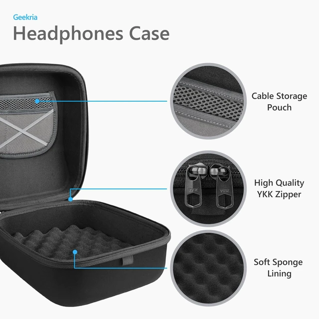 Alt view image 2 of 7 - Shield Case for Large-Sized Over-Ear Headphones, Protective Hard Shell Travel Carrying Bag with Cable Storage, Compatible with Beyerdynamic DT880Pro, AKG K701 (Black)