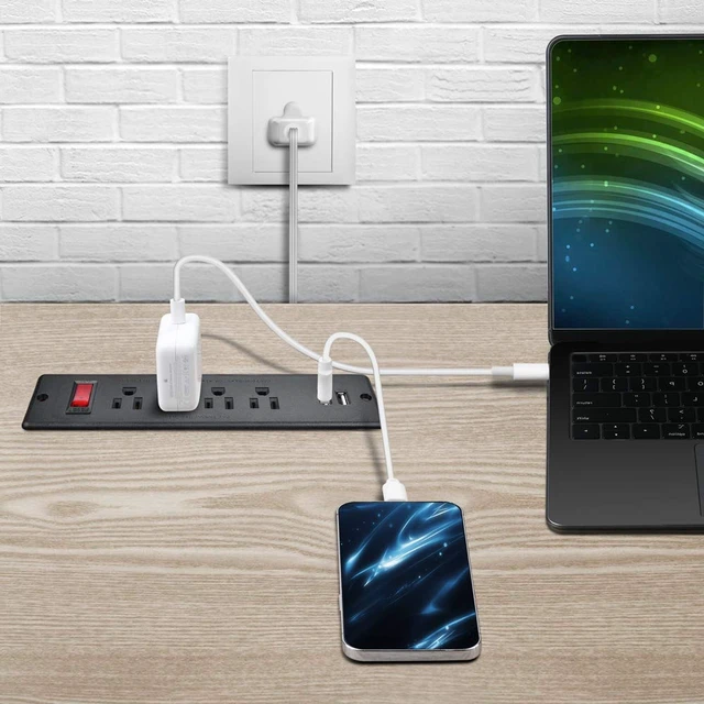 Alt view image 5 of 5 - USB Power Strip Recessed Power Socket Mountable Outlet Extender Multiple Protection 4 Outlet 2 USB Built in Conference Desk Workbench
