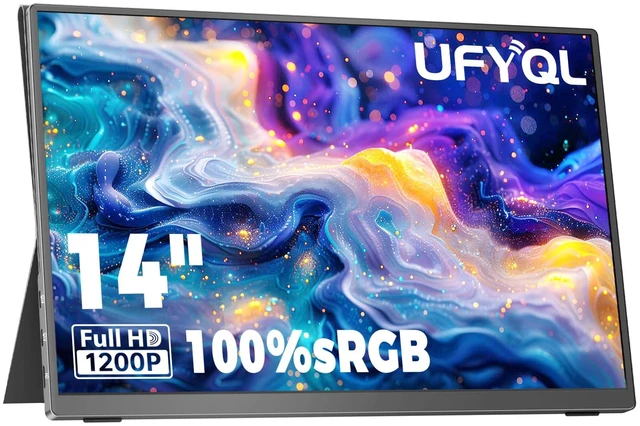 Main image of Portable Monitor 14 Inch FHD 1920×1200 IPS USB-C HDMI Second Screen Ultra-Slim 16:10 Display with 103% sRGB, Speakers & Protective Cover, Compatible with Laptop/PC/MacBook/Phone/Xbox/PS4/PS5/TV
