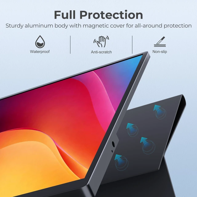 Alt view image 3 of 7 - Portable Monitor 14 Inch FHD 1920×1200 IPS USB-C HDMI Second Screen Ultra-Slim 16:10 Display with 103% sRGB, Speakers & Protective Cover, Compatible with Laptop/PC/MacBook/Phone/Xbox/PS4/PS5/TV