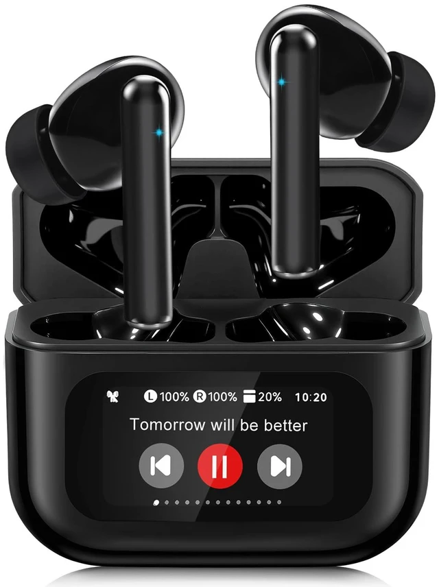 Main image of Wireless Earbuds Bluetooth Headphones with LED Touchsceen, Black IPX7 Waterproof Wireless Earphones, Hi-Fi Stereo & 68H Playtime, ANC ENC Noise Cancelling, for Work/Running/Trave