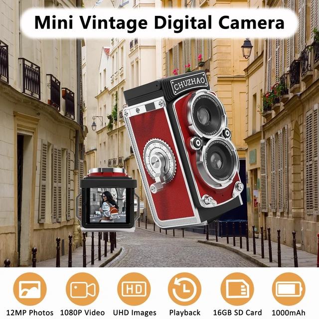 Alt view image 2 of 7 - CHUZHAO Vintage Mini Digital Camera, Retro-Style Point and Shoot, 16GB Card 1080P Video,12MP Photo Autofocus,Portable Compact Pocket Travel Camera,for Beginners Teens Adults, Red