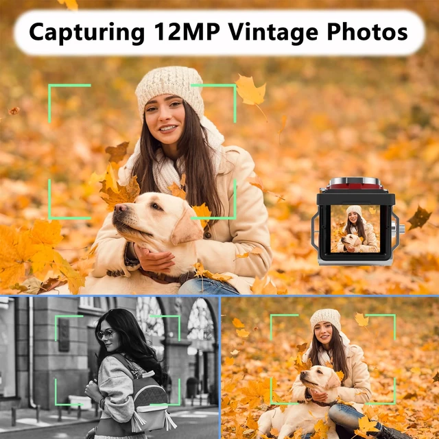 Alt view image 3 of 7 - CHUZHAO Vintage Mini Digital Camera, Retro-Style Point and Shoot, 16GB Card 1080P Video,12MP Photo Autofocus,Portable Compact Pocket Travel Camera,for Beginners Teens Adults, Red