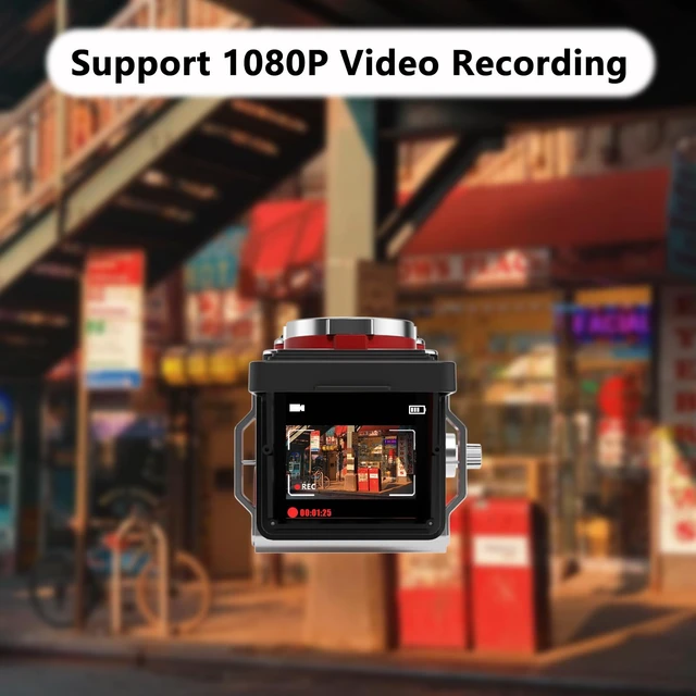 Alt view image 4 of 7 - CHUZHAO Vintage Mini Digital Camera, Retro-Style Point and Shoot, 16GB Card 1080P Video,12MP Photo Autofocus,Portable Compact Pocket Travel Camera,for Beginners Teens Adults, Red