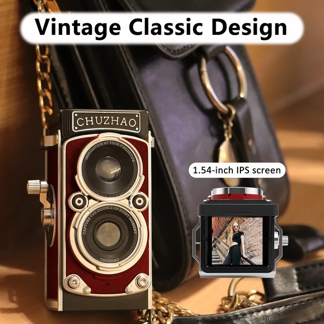 Alt view image 5 of 7 - CHUZHAO Vintage Mini Digital Camera, Retro-Style Point and Shoot, 16GB Card 1080P Video,12MP Photo Autofocus,Portable Compact Pocket Travel Camera,for Beginners Teens Adults, Red