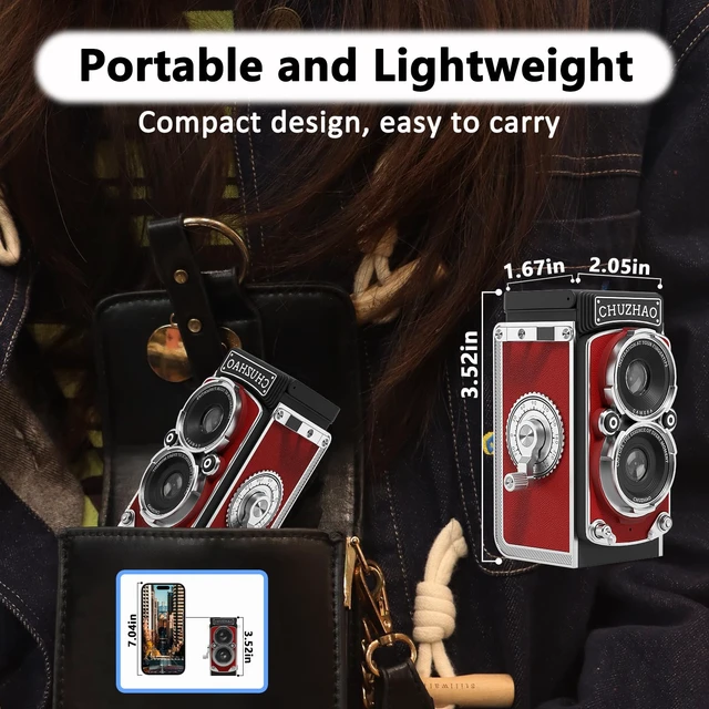 Alt view image 6 of 7 - CHUZHAO Vintage Mini Digital Camera, Retro-Style Point and Shoot, 16GB Card 1080P Video,12MP Photo Autofocus,Portable Compact Pocket Travel Camera,for Beginners Teens Adults, Red