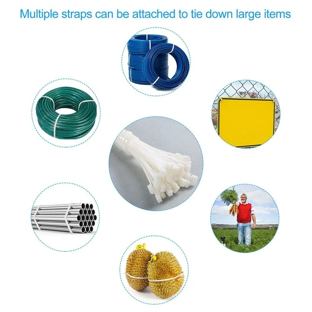 Alt view image 5 of 7 - Long Zip Ties 24 Inch, 100 Pack 175Lb Tensile Strength Heavy Duty White Cable Ties, Industrial Tie Wraps UV Weatherproof for Outdoor, Garden, Automotive, HVAC