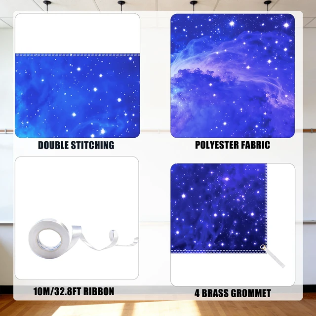Alt view image 3 of 7 - Space Backdrop Theme Photo Background Birthday Party (Galaxy, 8x6 Ft)