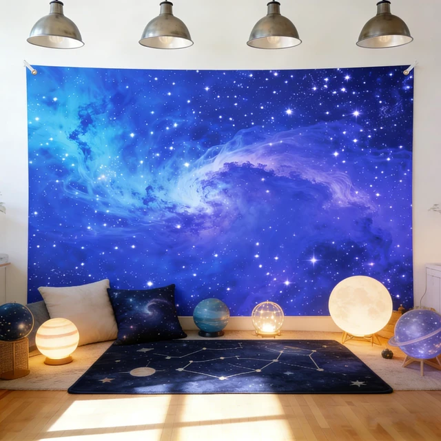 Alt view image 6 of 7 - Space Backdrop Theme Photo Background Birthday Party (Galaxy, 8x6 Ft)