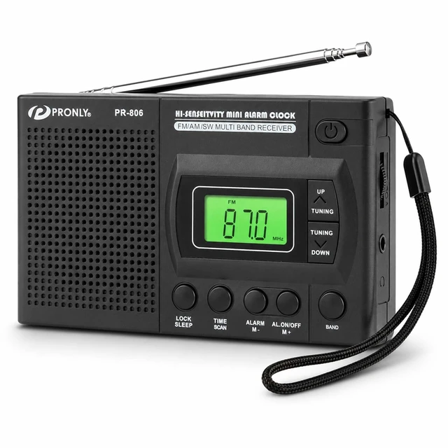 Main image of 806 Portable AM FM SW Radio, Digital Alarm Clock with Sleep Timer Battery Powered, Auto Scan & Preset Stations, 12/24H Time Display, Key Lock, Headphone Jack, Telescopic Antenna
