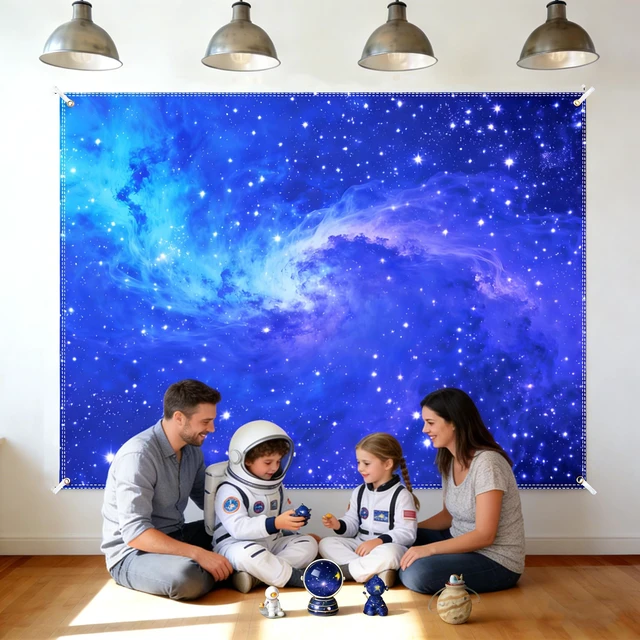 Alt view image 7 of 7 - Space Backdrop Theme Photo Background Birthday Party (Galaxy, 8x6 Ft)