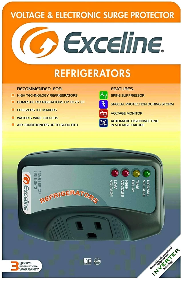 Alt view image 3 of 3 - Surge Protector for Refrigerator 1800W 15A Voltage Protector with Delay Timer, Power Surge, Brownout & Voltage Fluctuation Protection for Fridge & Freezer