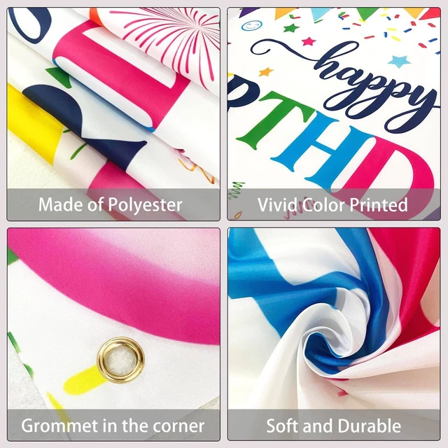 Alt view image 4 of 7 - 7x5ft Colorful Happy Birthday Banner Backdrop Large Birthday Party Decorations Supplies for Kids Women Men Indoor Outdoor Rainbow Balloons Photography Background Cloth Reusable