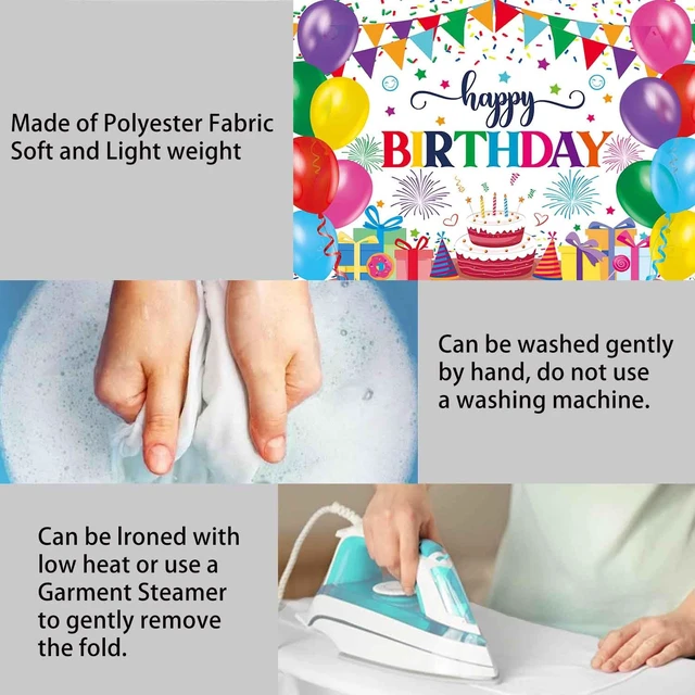 Alt view image 7 of 7 - 7x5ft Colorful Happy Birthday Banner Backdrop Large Birthday Party Decorations Supplies for Kids Women Men Indoor Outdoor Rainbow Balloons Photography Background Cloth Reusable