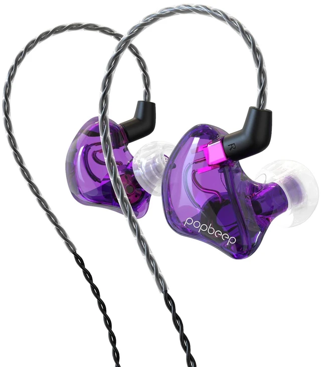 Main image of Bsinger BC100 in Ear Monitor Headphone with Dual Drivers, Clear Purple Noise Isolation Dynamic Drivers IEM Earphone with Detachable MMCX Cable for Singer Musician Drummer,Secure Fit Gaming Earbud