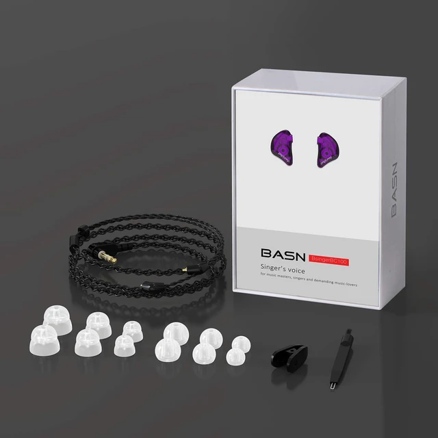 Alt view image 5 of 7 - Bsinger BC100 in Ear Monitor Headphone with Dual Drivers, Clear Purple Noise Isolation Dynamic Drivers IEM Earphone with Detachable MMCX Cable for Singer Musician Drummer,Secure Fit Gaming Earbud