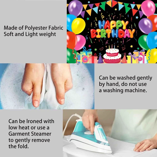 Alt view image 6 of 7 - 7x5ft Happy Birthday Backdrop Banner Colorful Birthday Decorations Happy Birthday Sign Balloon Photo Backdrop for Kids Boys Girls, Reusable Photography Background Party Supplies Indoor Outdoor