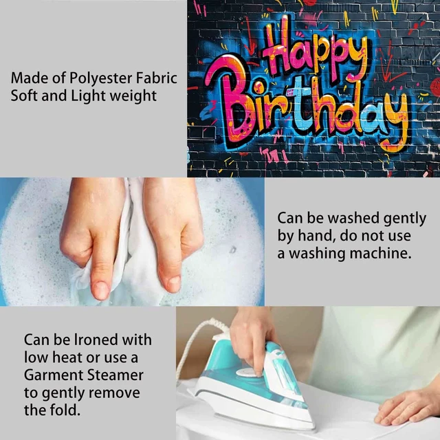 Alt view image 6 of 7 - 7x5ft Graffiti Birthday Party Backdrop Colorful Happy Birthday Banner for Girls Boys Street Art Spray Paint Wall Photography Background Graffiti Party Decorations Supplies