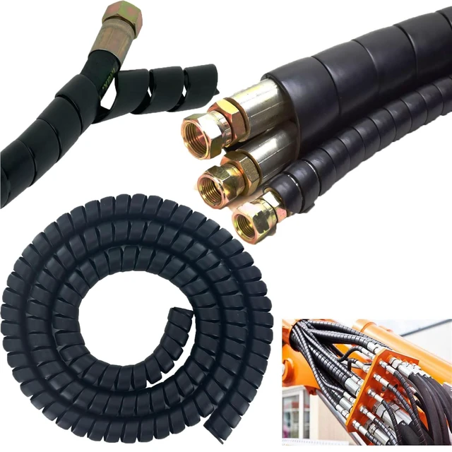 Alt view image 3 of 7 - Spiral Wrap Cable Protector 1.25in ODx10ft +1.5in ODx10ft Pre-Cut Length Safe Hose Protector to Avoid Wear Extend Life for Hydraulic Pneumatic Hose ((2PCS Black 1.25" +1.5" OD))