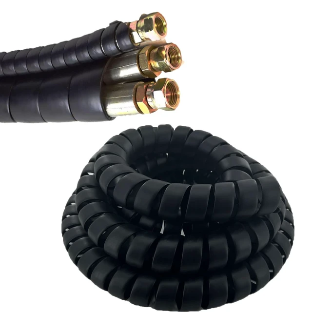Alt view image 2 of 7 - Spiral Wrap Cable Protector 1.25in ODx10ft +1.5in ODx10ft Pre-Cut Length Safe Hose Protector to Avoid Wear Extend Life for Hydraulic Pneumatic Hose ((2PCS Black 1.25" +1.5" OD))