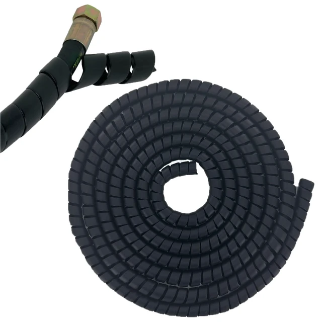 Alt view image 4 of 7 - Spiral Wrap Cable Protector 1.25in ODx10ft +1.5in ODx10ft Pre-Cut Length Safe Hose Protector to Avoid Wear Extend Life for Hydraulic Pneumatic Hose ((2PCS Black 1.25" +1.5" OD))