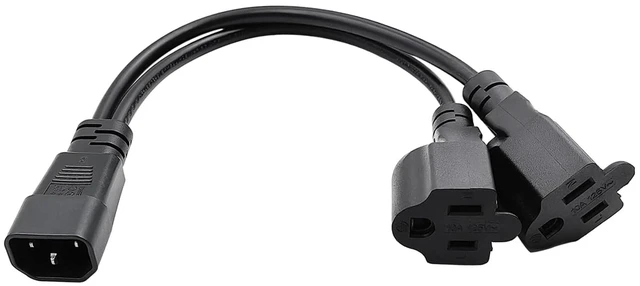 Main image of C14 to Dual NEMA5-15R Y Splitter Power Plug Cord,IEC 320 C14 Male to 2XNEMA5-15R Splitter Power Cable Cord,30cm