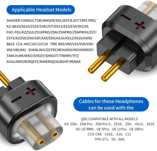 Alt view image 6 of 7 - 0.78 2PIN Male to QDC 2PIN Female Headphone Adapter for 0.78 2PIN Earbuds to QDC Cable Lossless Audio Adaptor for KZ ZSN ZS10 ZSX ZST ZSR AS12 AS16 for TRN BA5 V90 V10 V20 MOONDROP 1 Pair Black