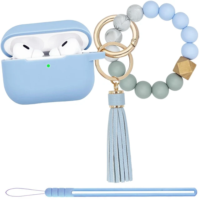 Main image of Compatible with Airpods Pro 2nd Generation Case Cover 2022, Soft Silicone Protective Cover with Bracelet Keychain for Apple Airpods Pro 2 Case for Women (Sky Blue)