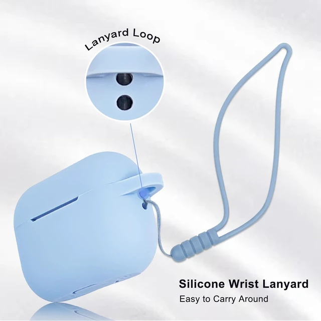 Alt view image 4 of 7 - Compatible with Airpods Pro 2nd Generation Case Cover 2022, Soft Silicone Protective Cover with Bracelet Keychain for Apple Airpods Pro 2 Case for Women (Sky Blue)
