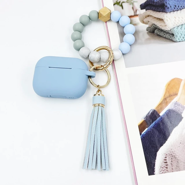 Alt view image 3 of 7 - Compatible with Airpods Pro 2nd Generation Case Cover 2022, Soft Silicone Protective Cover with Bracelet Keychain for Apple Airpods Pro 2 Case for Women (Sky Blue)