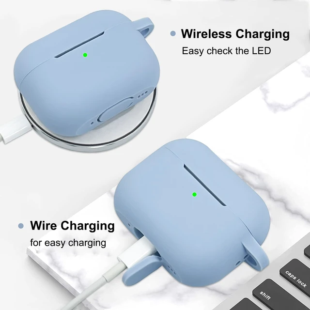 Alt view image 5 of 7 - Compatible with Airpods Pro 2nd Generation Case Cover 2022, Soft Silicone Protective Cover with Bracelet Keychain for Apple Airpods Pro 2 Case for Women (Sky Blue)