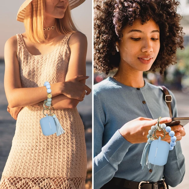 Alt view image 7 of 7 - Compatible with Airpods Pro 2nd Generation Case Cover 2022, Soft Silicone Protective Cover with Bracelet Keychain for Apple Airpods Pro 2 Case for Women (Sky Blue)