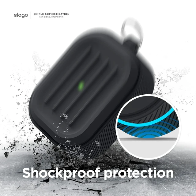 Alt view image 5 of 7 - Armor Case for AirPods 3 Carabiner Included, Supports Wireless Charging, Shock Resistant, Easily Cleaned (Black)