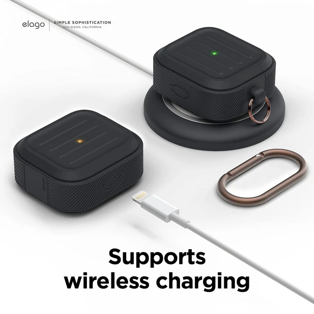 Alt view image 6 of 7 - Armor Case for AirPods 3 Carabiner Included, Supports Wireless Charging, Shock Resistant, Easily Cleaned (Black)