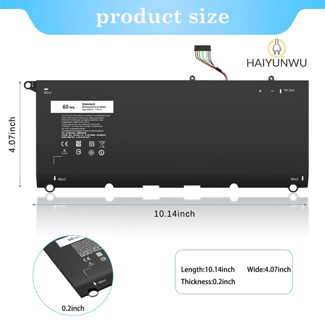 Alt view image 3 of 6 - PW23Y Laptop Battery for Dell XPS 13 9360 Compatible with P54G002 13-9360-D1605T/G D1609/G D1705/G D1805T TP1GT(0TP1GT) RNP72(0RNP72) XPS 13 9360 battery